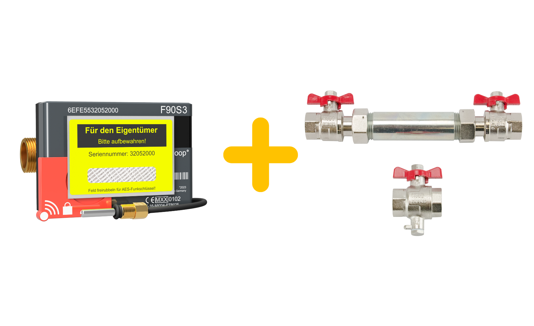 Bundle Funk-Wärmezähler Qp2,5 (OMS) mit Einbausatz F90S3  DN20mm 130mm 