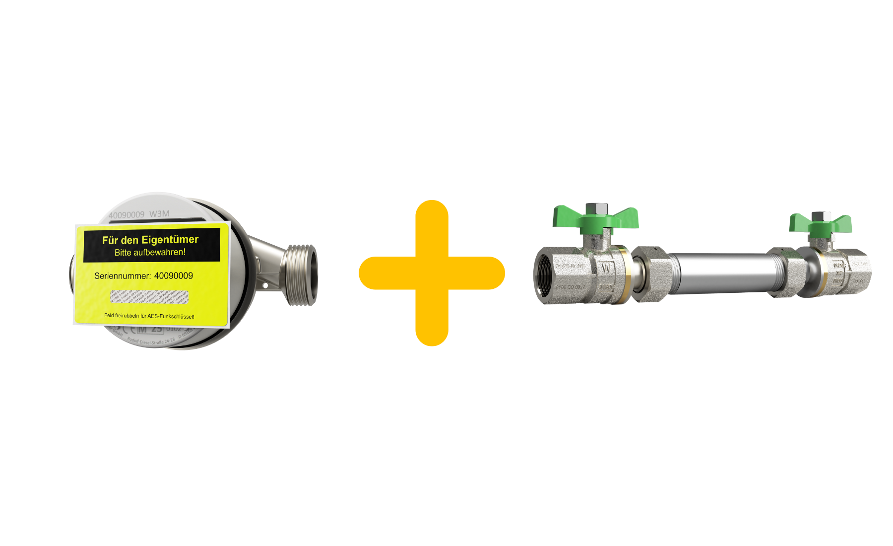 Bundle Warmwasserzähler M-ETH Q3:2,5 DN15 (Funk) mit Einbausatz