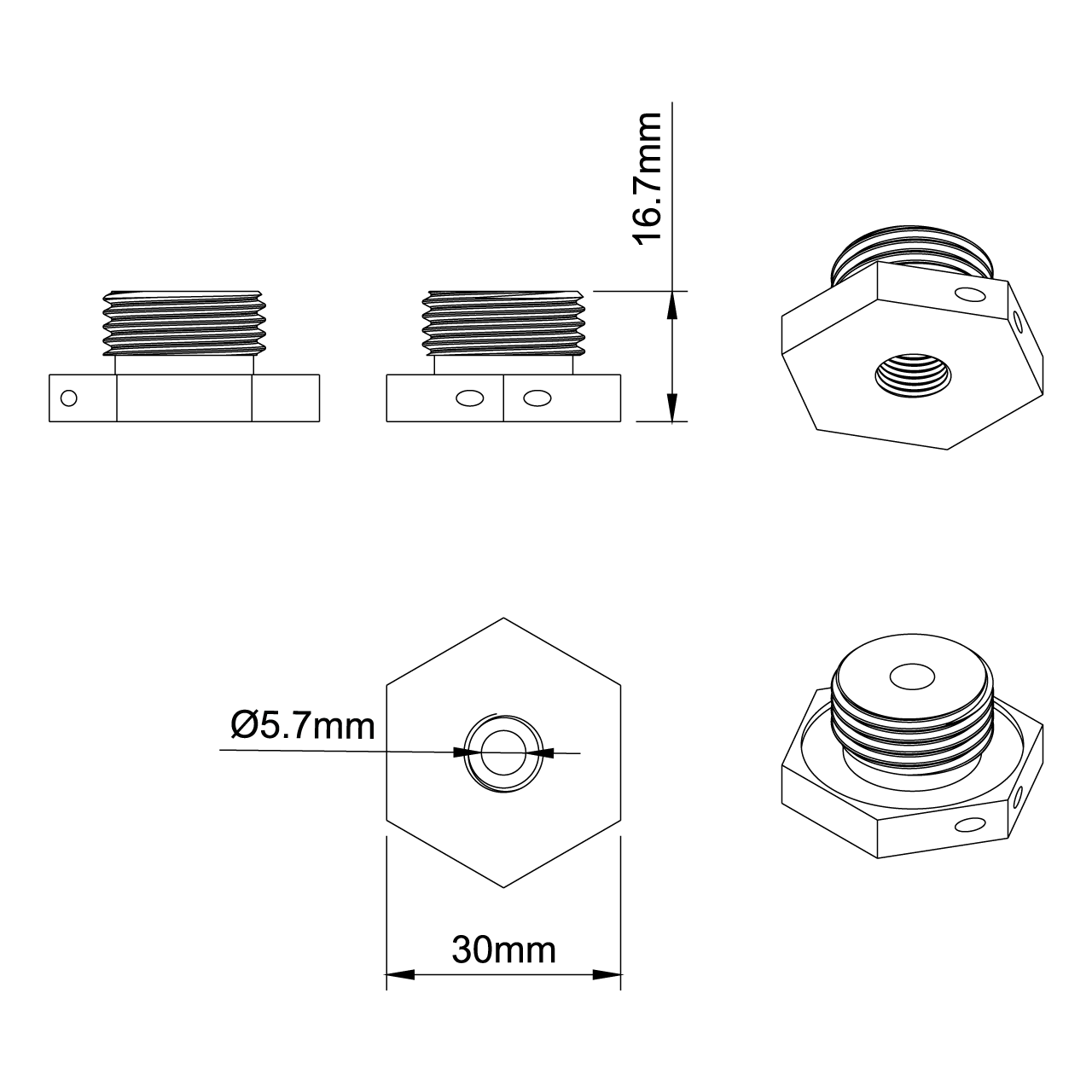 Adapter M10x1 auf 1/2 Zoll für direktmessende Temperaturfühler