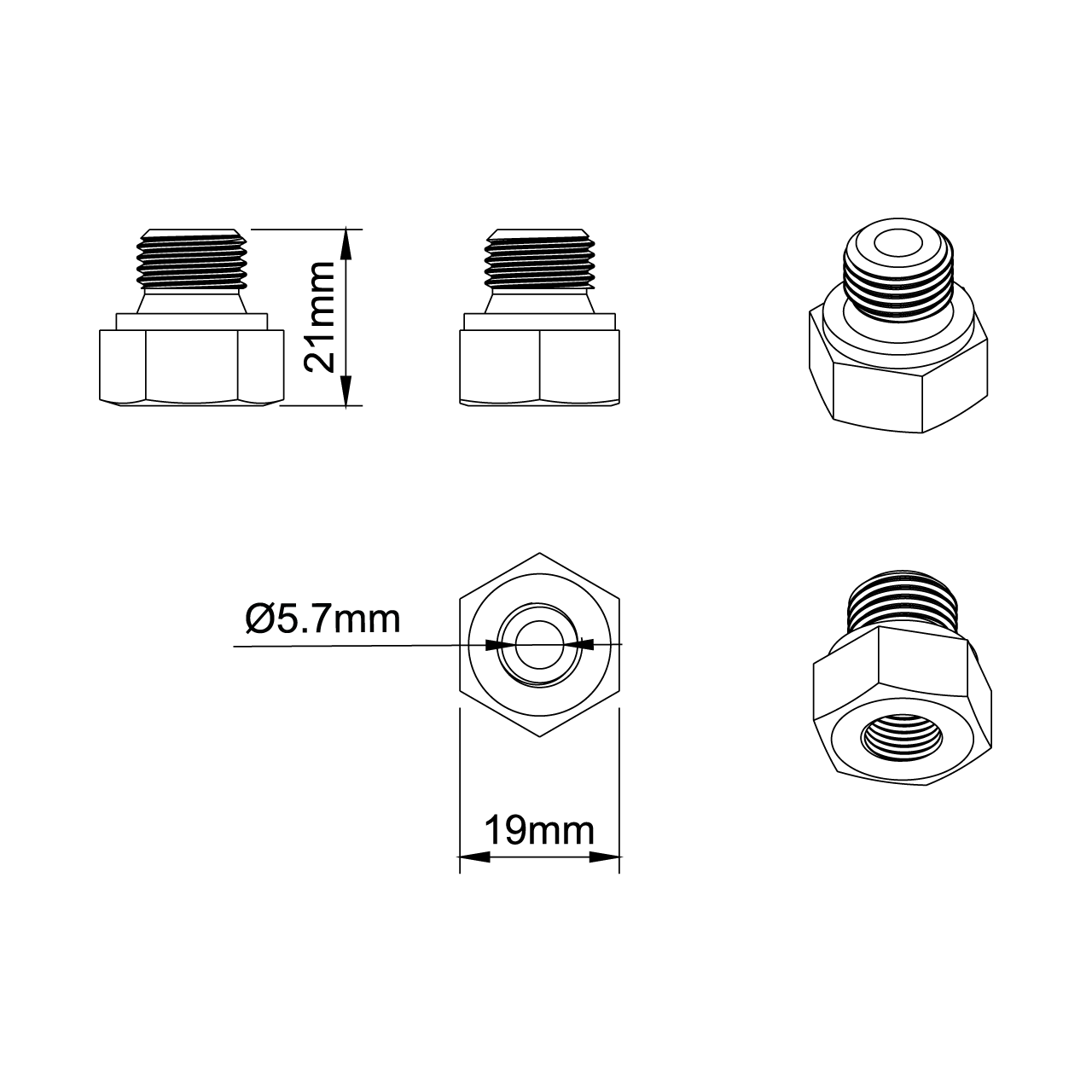 MY-BARGAIN-STORE Adapter M10x1 Außen Auf Innengewinde – Messing Für Öldruckanzeige & Sumpfstopfen